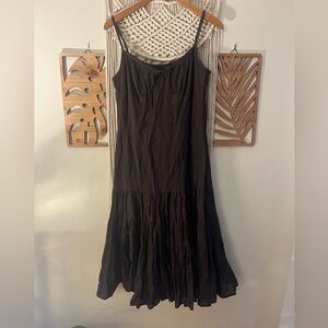 Ann Taylor Brown Tiered Ruffle Midi Cotton Dress Size 6P 100% Cotton